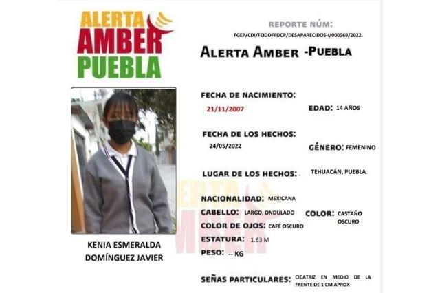 Activan alerta Amber por menor de 14 años desaparecida en Tehuacán